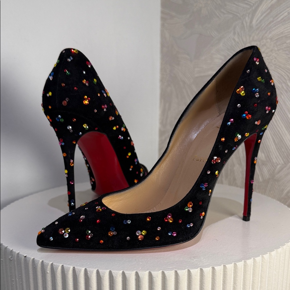 Christian Louboutin Black Suede Multicolor
Crystal Pumps - Red Sole - Picture 2 of 6